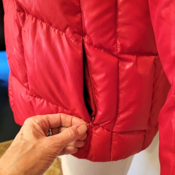 DOWN Jacket RED Montana Mountaineering HOOD Small - Picture 2 of 15